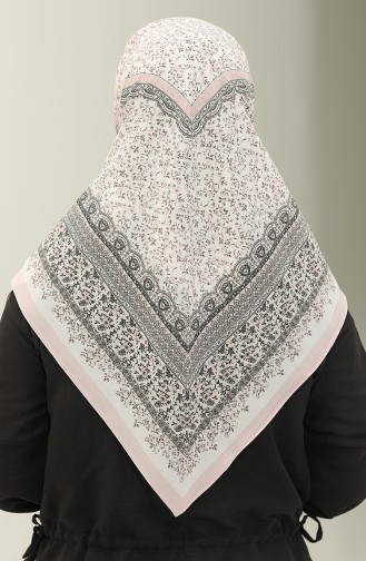 Karaca-patroon Chiffon Sjaal 81019-07 Poedercrème 81019-07