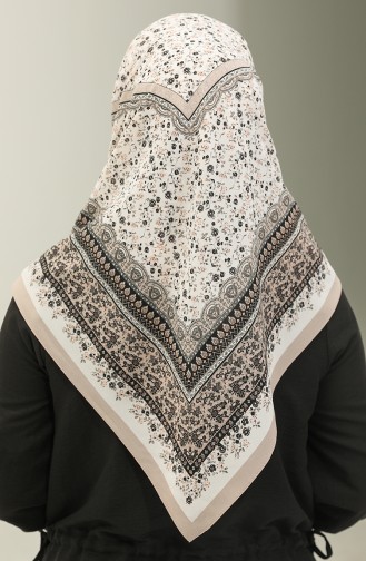 Karaca-patroon Chiffon Sjaal 81019-10 Mink Cream 81019-10