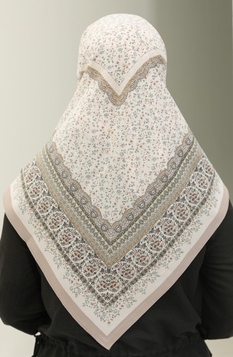 Karaca-patroon Chiffon Sjaal 81019-14 Crème Goud 81019-14