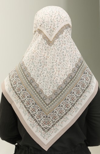 Karaca Patterned Chiffon Scarf 81019-14 Cream Gold 81019-14