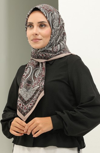 Karaca-patroon Chiffon Sjaal 81020-01 Mink Claret Red 81020-01