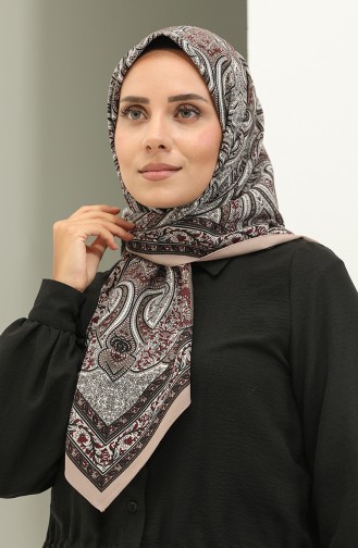 Karaca-patroon Chiffon Sjaal 81020-01 Mink Claret Red 81020-01
