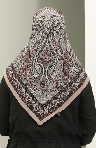 Karaca-patroon Chiffon Sjaal 81020-01 Mink Claret Red 81020-01