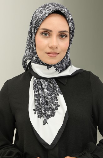 Karaca Desenli Eşarp 81021-05 Siyah Beyaz