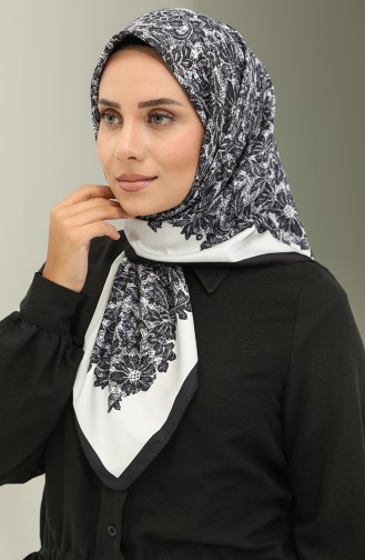 Karaca Desenli Eşarp 81021-05 Siyah Beyaz