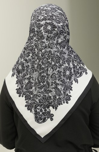 Karaca Desenli Eşarp 81021-05 Siyah Beyaz