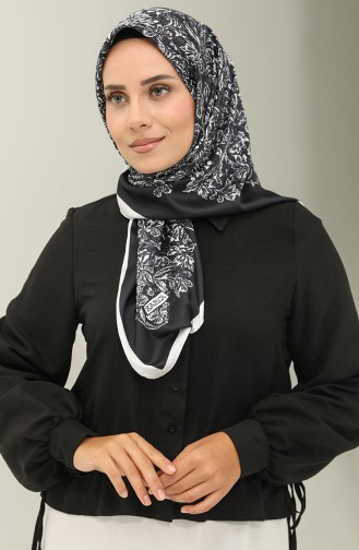 Karaca Patterned Scarf 81021-07 white Black 81021-07