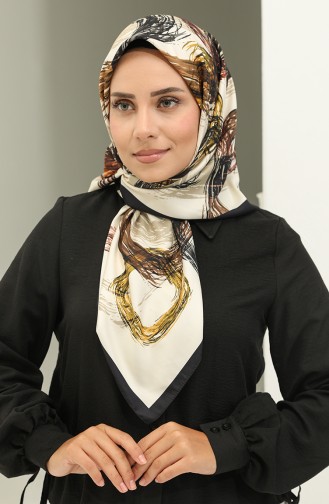 Karaca-patroon Sjaal 81022-08 Zwart Goud 81022-08