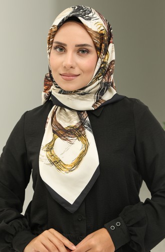 Karaca-patroon Sjaal 81022-08 Zwart Goud 81022-08