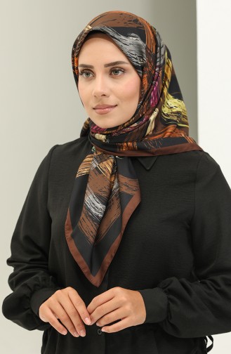 Karaca Patterned Scarf 81022-10 Brown Black 81022-10