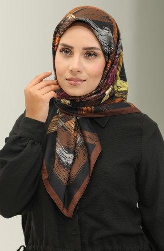 Karaca Patterned Scarf 81022-10 Brown Black 81022-10