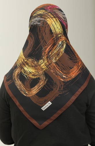 Karaca Patterned Scarf 81022-10 Brown Black 81022-10