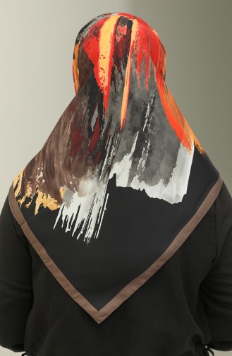 Karaca Patterned Scarf 81023-05 Dark Brown Black 81023-05
