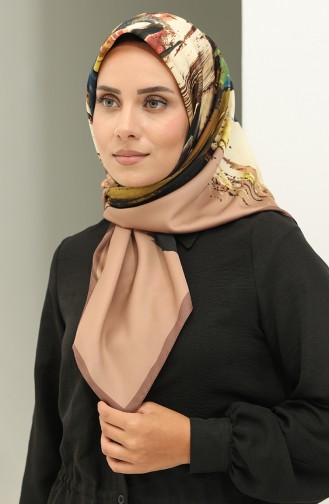 Karaca Patterned Scarf 81023-07 Brown Light Brown 81023-07