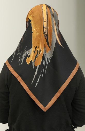 Karaca Patterned Scarf 81023-08 Mustard Black 81023-08