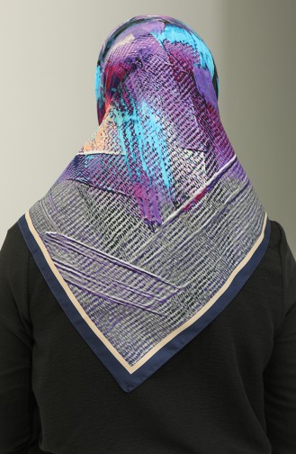 Karaca Patterned Scarf 81024-05 Dark Blue Purple 81024-05