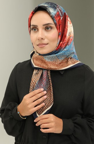 Karaca Desenli Eşarp 81024-09 Lacivert Gold