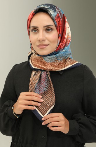 Karaca Desenli Eşarp 81024-09 Lacivert Gold