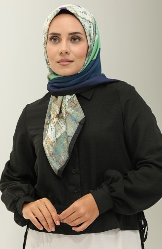 Karaca Patterned Scarf 81025-02 Dark Blue Green 81025-02