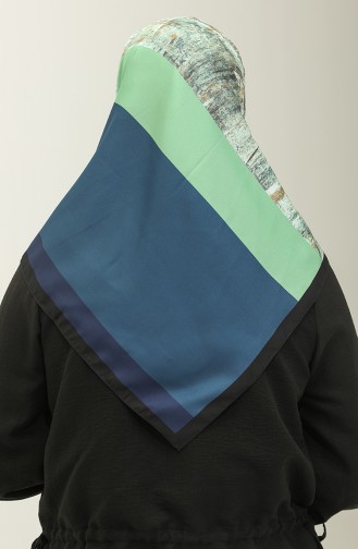 Karaca Patterned Scarf 81025-02 Dark Blue Green 81025-02