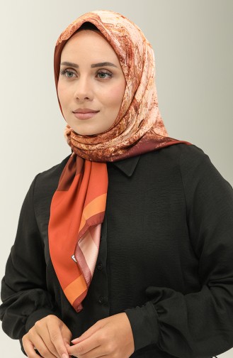Karaca Desenli Eşarp 81025-08 Turuncu Kiremit