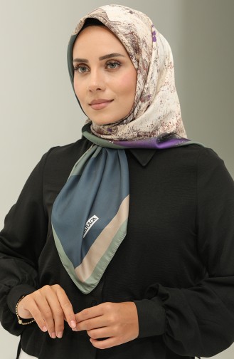 إيشارب منقوش كاراجا 81025-09 أخضر انديجو  81025-09