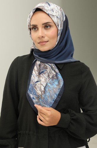 Karaca Patterned Scarf 81025-11 Navy Blue Dark Navy Blue 81025-11