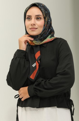 Karaca Gemusterter Schal 81025-13 Schwarz Dunkelgrün 81025-13