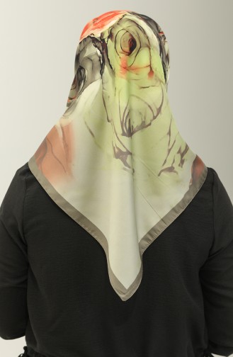Karaca Patterned Scarf 81027-05 Khaki Oil Green 81027-05