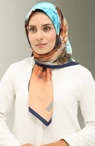 Karaca Gemusterter Schal 81027-09 Marineblau Orange 81027-09