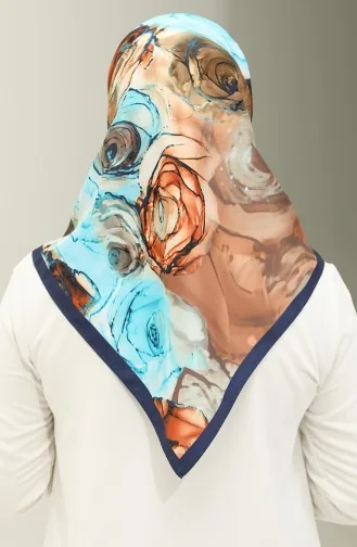 Karaca Gemusterter Schal 81027-09 Marineblau Orange 81027-09