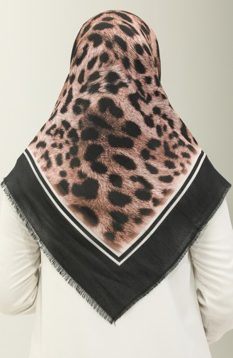 Leopard Pattern Scarf 2029-11 Black Beige 2029-11