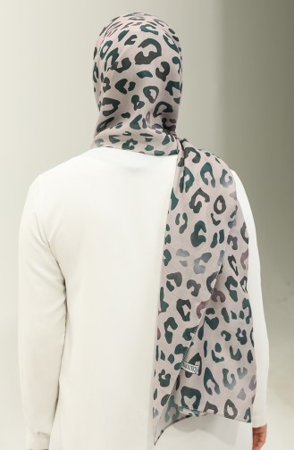 Leopard Pattern Cotton Shawl 2028-02 Beige Emerald Green 2028-02