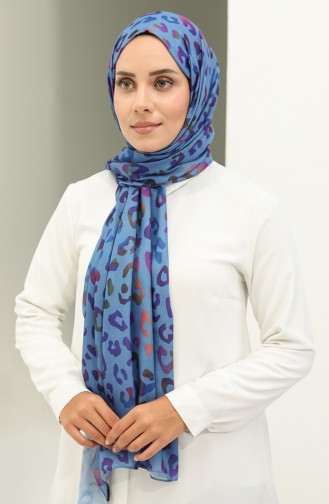 Baumwollschal Mit Leopardenmuster 2028-03 Indigo 2028-03