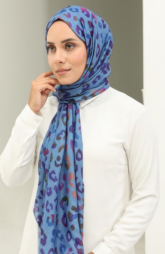 Baumwollschal Mit Leopardenmuster 2028-03 Indigo 2028-03