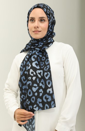 Leopard Pattern Cotton Shawl 2028-06 Black Indigo 2028-06