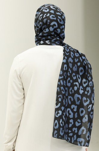Leopard Pattern Cotton Shawl 2028-06 Black Indigo 2028-06