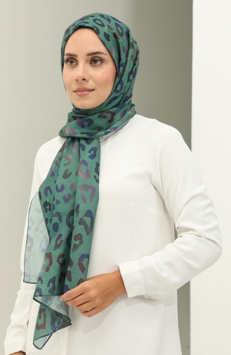 Baumwollschal Mit Leopardenmuster 2028-07 Smaragdgrün 2028-07