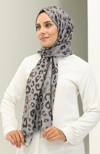 Leopard Pattern Cotton Shawl 2028-08 Gray 2028-08