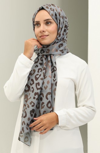 Leopard Pattern Cotton Shawl 2028-08 Gray 2028-08