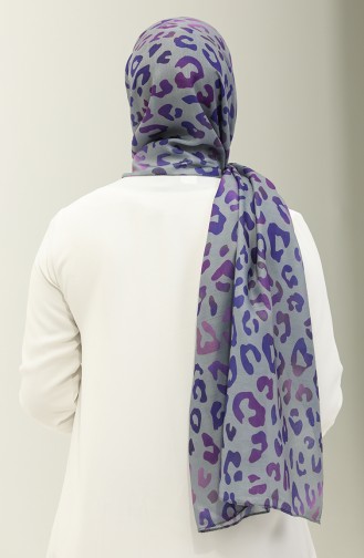 Châle Coton Motif Léopard 2028-09 Gris Violet 2028-09