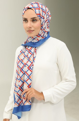 Geometric Pattern Cotton Shawl 2030-01 Denim Blue 2030-01