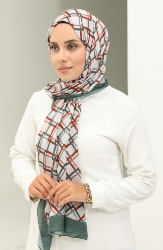 Baumwollschal Mit Geometrischem Muster 2030-02 Khaki 2030-02
