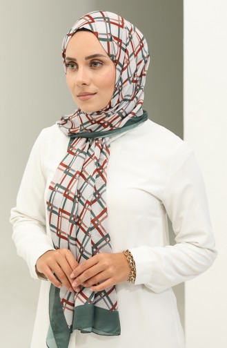 Baumwollschal Mit Geometrischem Muster 2030-02 Khaki 2030-02