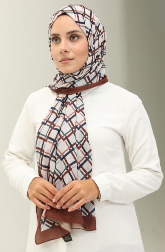 Geometric Pattern Cotton Shawl 2030-03 Brown 2030-03