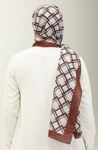 Geometric Pattern Cotton Shawl 2030-03 Brown 2030-03