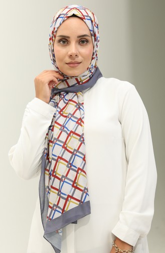 Geometric Pattern Cotton Shawl 2030-09 Gray 2030-09