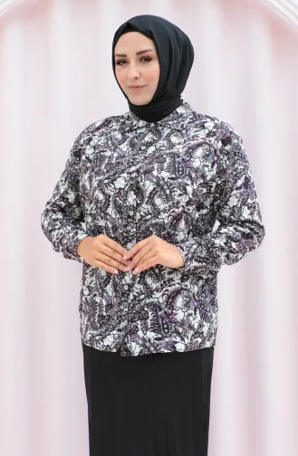Chemise Viscose à Motifs Grande Taille 1116-02 Pourpre 1116-02