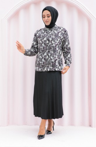 Chemise Viscose à Motifs Grande Taille 1116-02 Pourpre 1116-02