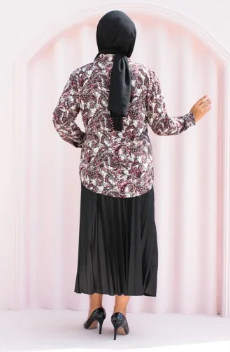Chemise Viscose à Motifs Grande Taille 1116-03 Rose Poudré 1116-03